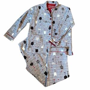 PJ Salvage Wine Glass Print Flannel Pajamas